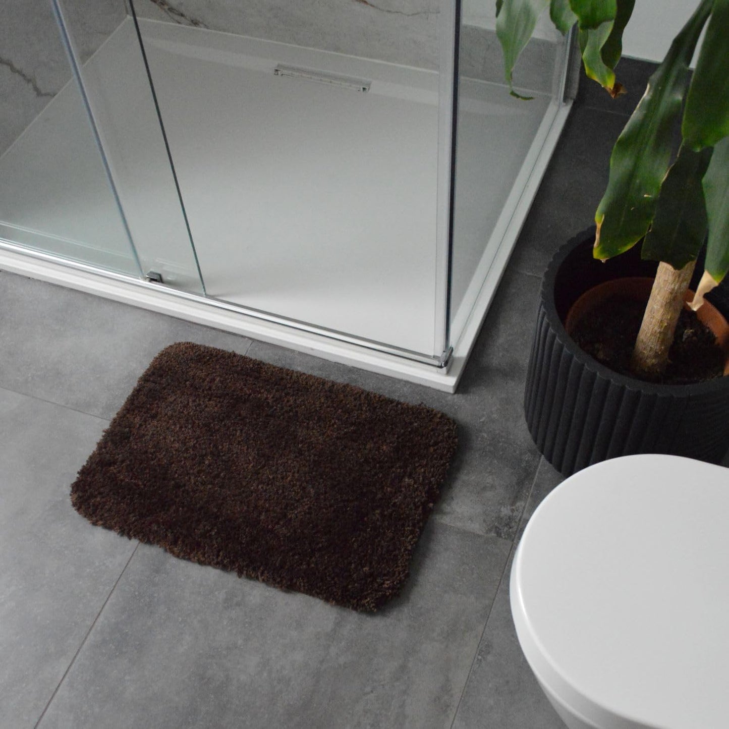 Deep Pile Oddessey Shaggy Bath Mat Chocolate
