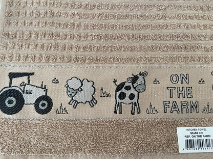 On The Farm Tea Kitchen Towel Latte