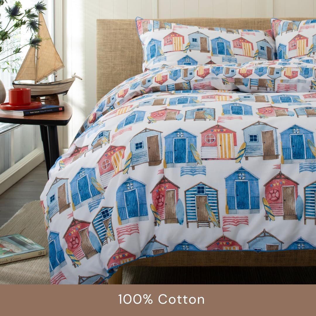 100% Cotton Beach Huts Design Duvet Cover Set