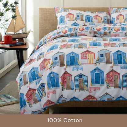 100% Cotton Beach Huts Design Duvet Cover Set