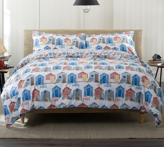 100% Cotton Beach Huts Design Duvet Cover Set