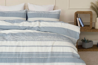 100% Cotton Stunning Textured Design Duvet Cover Set in Blue