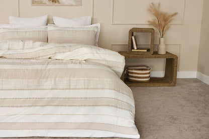 100% Cotton Stunning Textured Design Duvet Cover Set in Natural