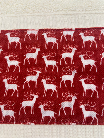 Christmas Reindeer Hand Towel Cream
