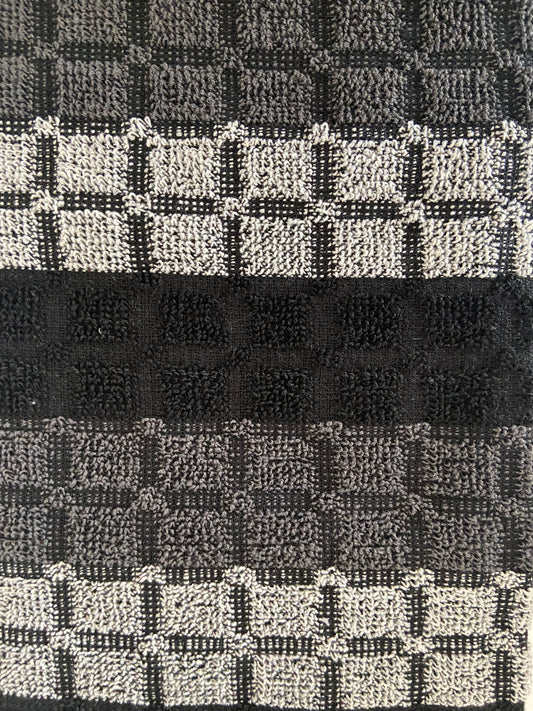 Check Design Kitchen Towel in Grey/Black Cotton Rich
