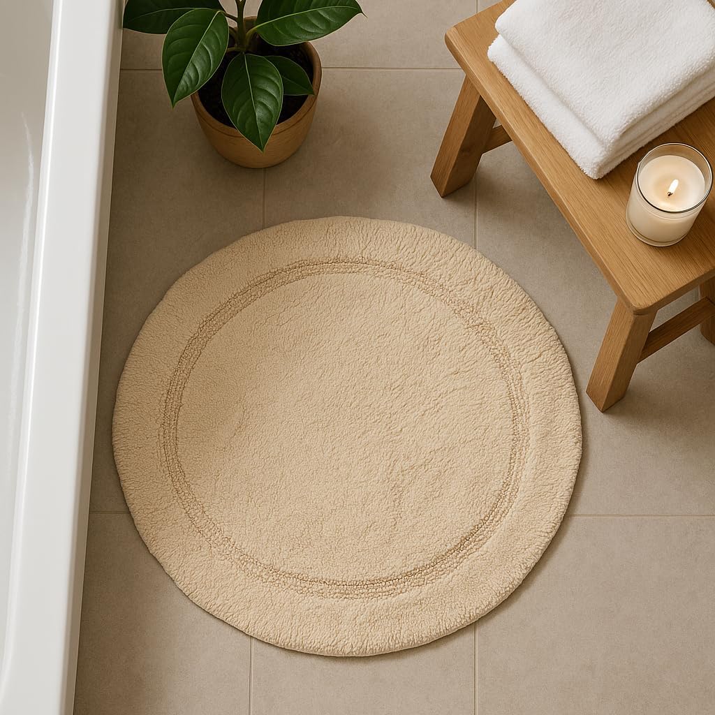 Marrakesh Round Rug Mat in Stone