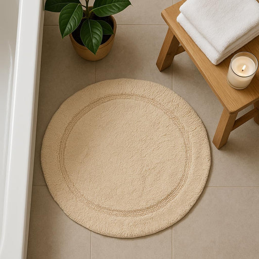 Marrakesh Round Rug Mat in Stone