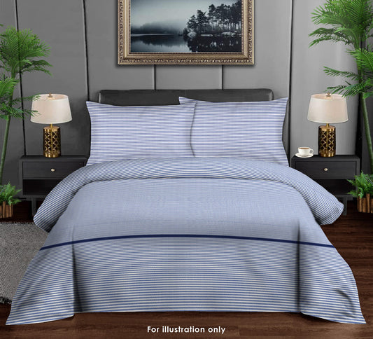 Cotton Rich Pinstripe Duvet Cover Set in Navy Blue