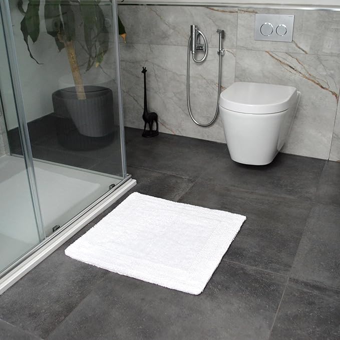 Elegance Heavyweight Reversible Bath Mats White