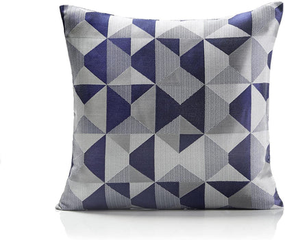 Lined Geometric Design Pencil Pleat Curtains Navy & Grey