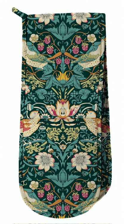 William Morris Strawberry Thief Dark Green Kitchen Linen
