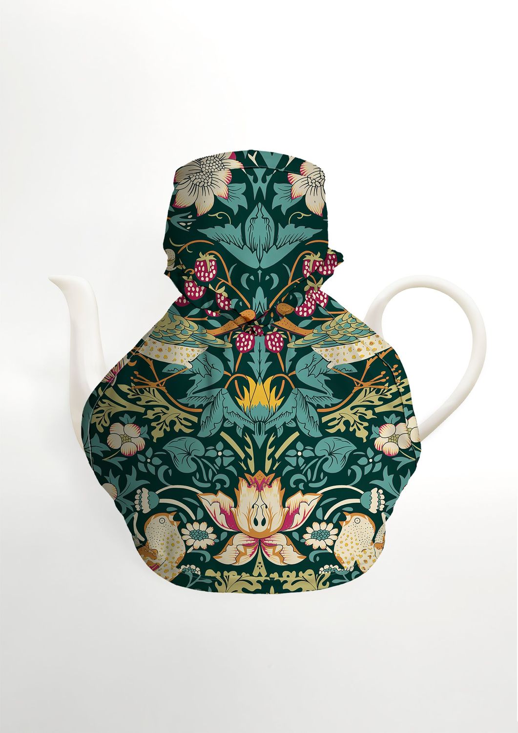 William Morris Strawberry Thief Dark Green Kitchen Linen