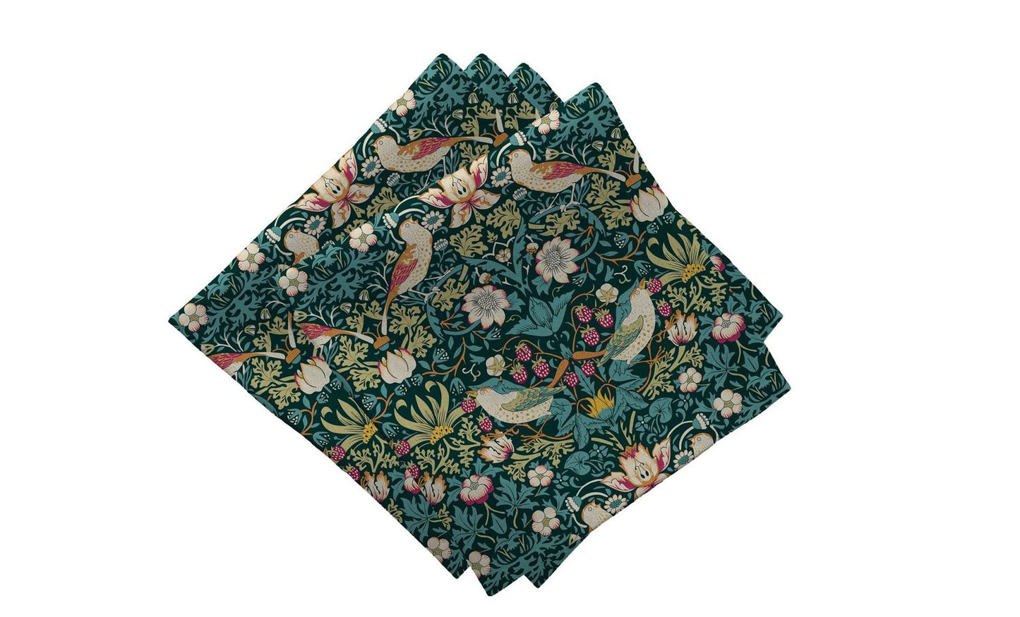 William Morris Strawberry Thief Dark Green Kitchen Linen