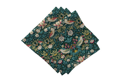 William Morris Strawberry Thief Dark Green Kitchen Linen