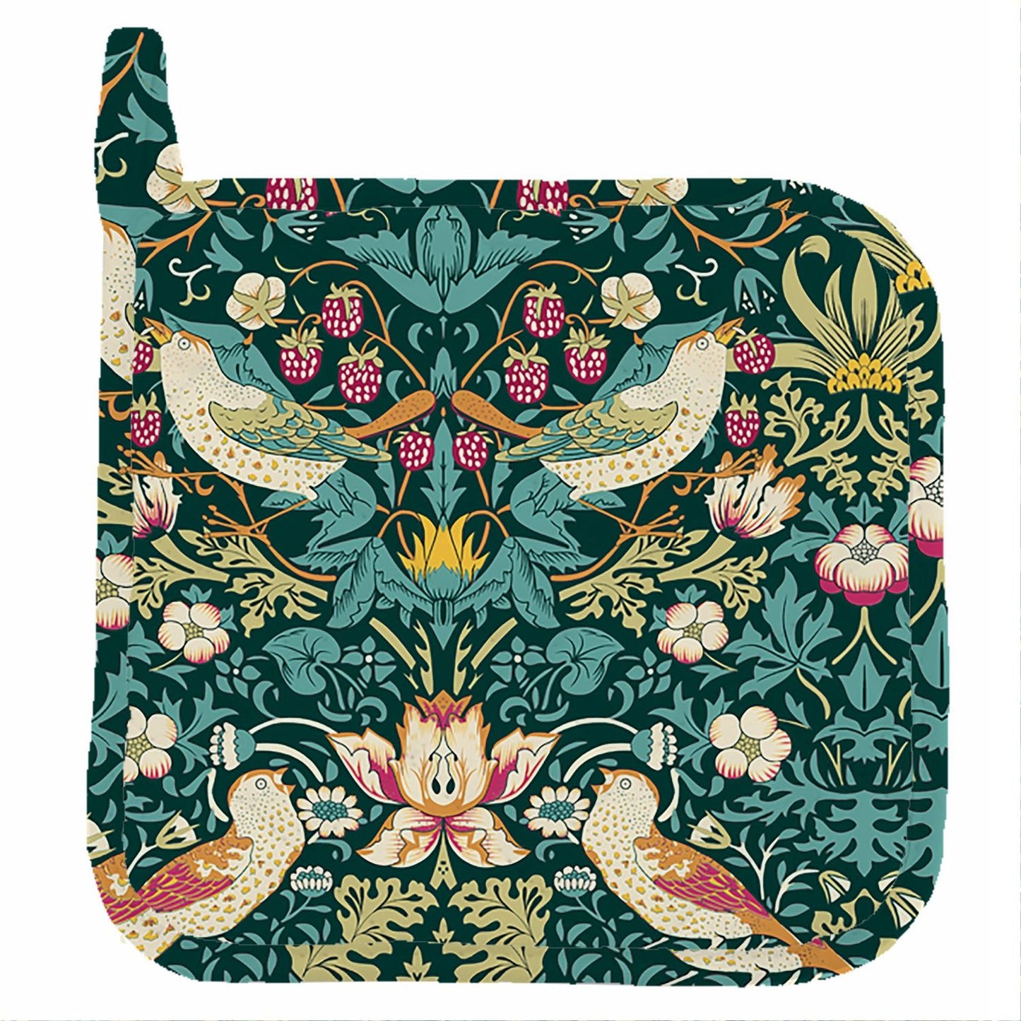 William Morris Strawberry Thief Dark Green Kitchen Linen