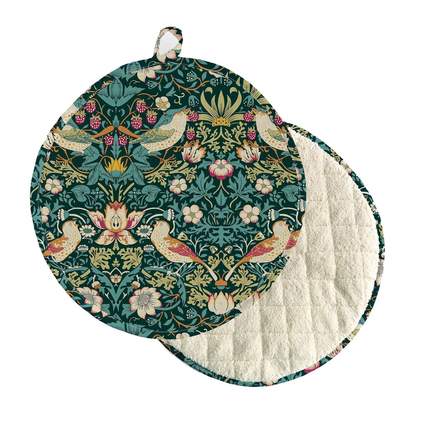 William Morris Strawberry Thief Dark Green Kitchen Linen