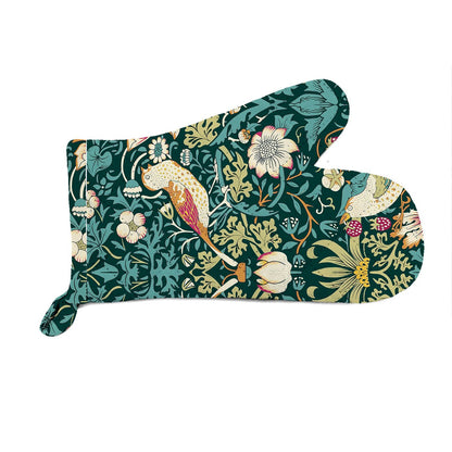 William Morris Strawberry Thief Dark Green Kitchen Linen