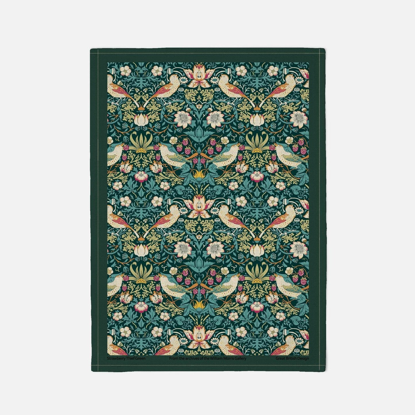 William Morris Strawberry Thief Dark Green Kitchen Linen