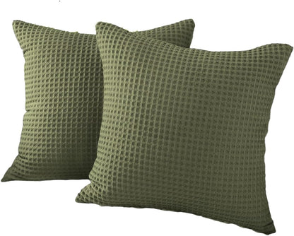 100% Cotton Hotel Waffle Weave Throw Khaki Green