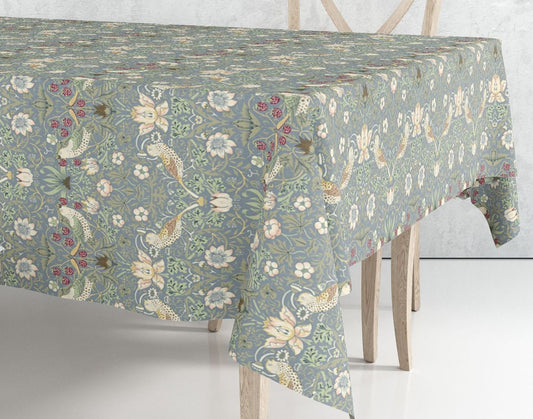 William Morris Strawberry Thief Blue Kitchen Linen