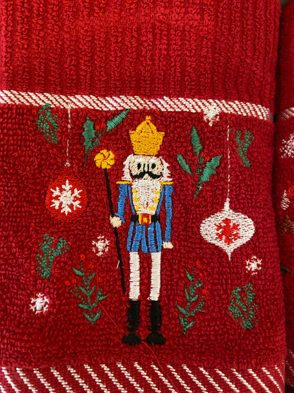 Christmas Nutcracker People Kitchen Towel in Red