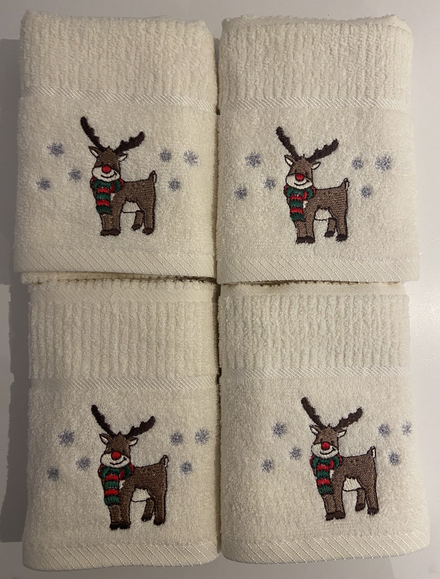 Christmas Reindeer Kitchen Towel in Cream