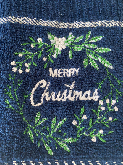 Christmas Merry Christmas Kitchen Towel in Navy