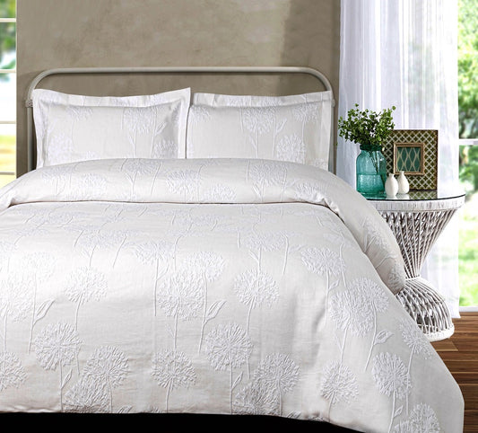 100% Cotton Alderley Jacquard Design Duvet Cover in Pale Taupe