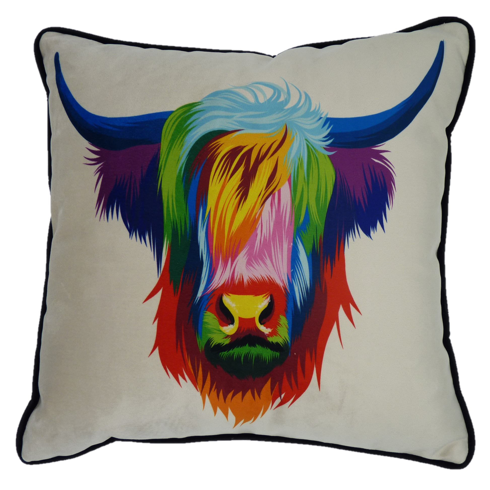 pop art cushion cover colourful highland cow cushion cover neutral colours style cushion cover multi colour giraffe steven brown cushion design Jansons Direct Linens
