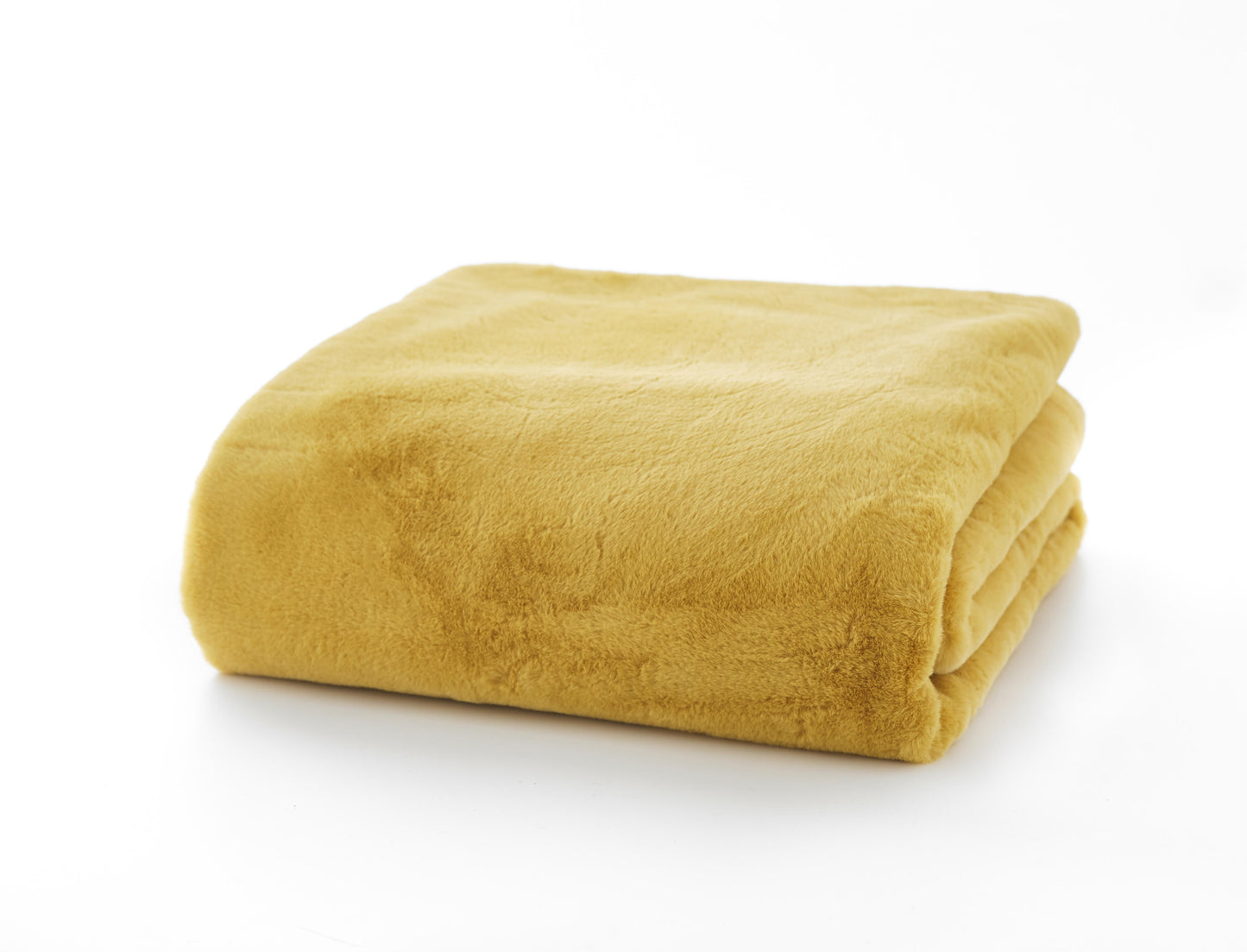 Luxury Aspen Faux Fur Throw Mustard Yellow