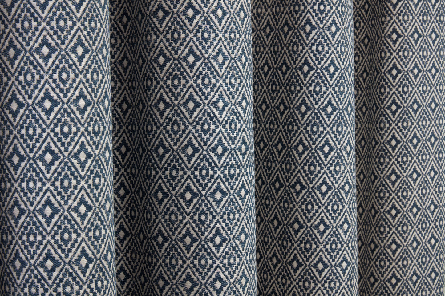 Aztec Geometric Design Pair Curtains Navy Blue