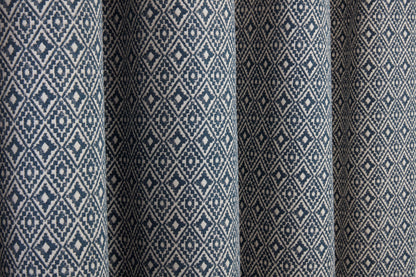 Aztec Geometric Design Pair Curtains Navy Blue