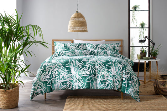 Bamboo Print Duvet Cover Set in Green