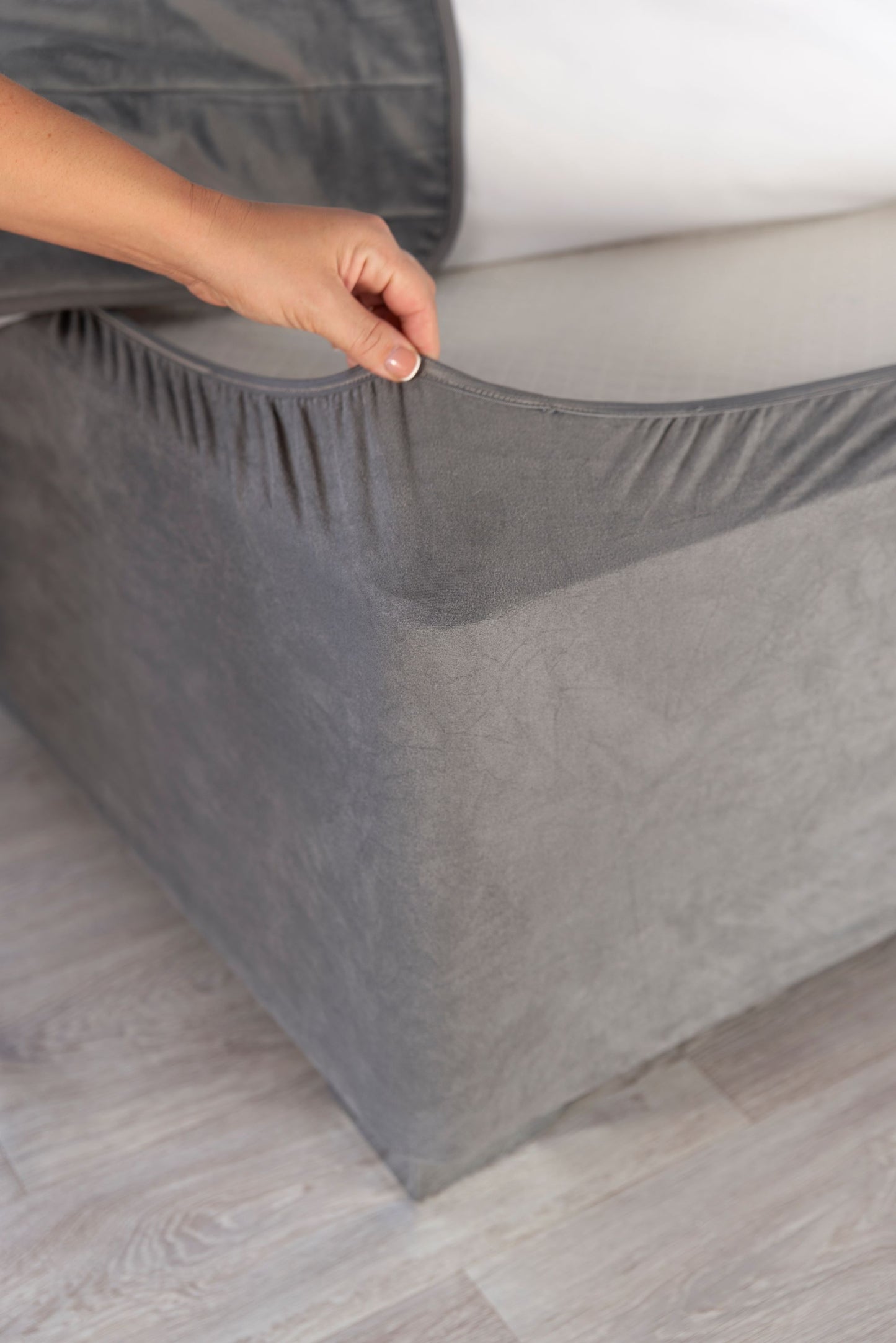 Faux Suede Divan Bed Base Wrap in Charcoal Grey