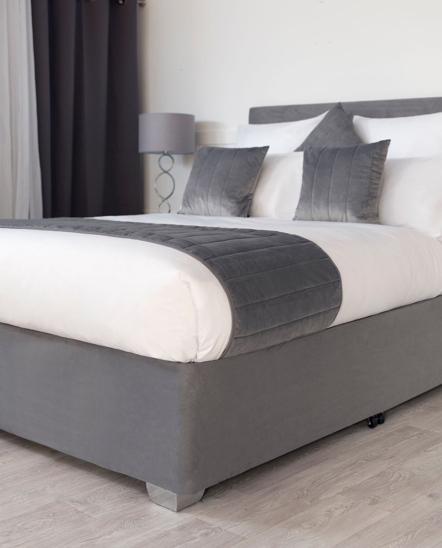 Faux Suede Divan Bed Base Wrap in Charcoal Grey