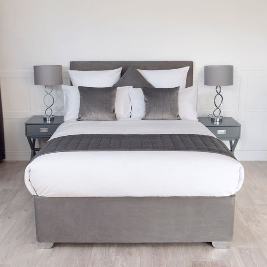 Faux Suede Divan Bed Base Wrap in Charcoal Grey