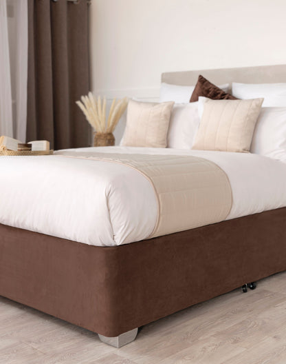 Faux Suede Divan Bed Base Wrap in Chocolate Brown