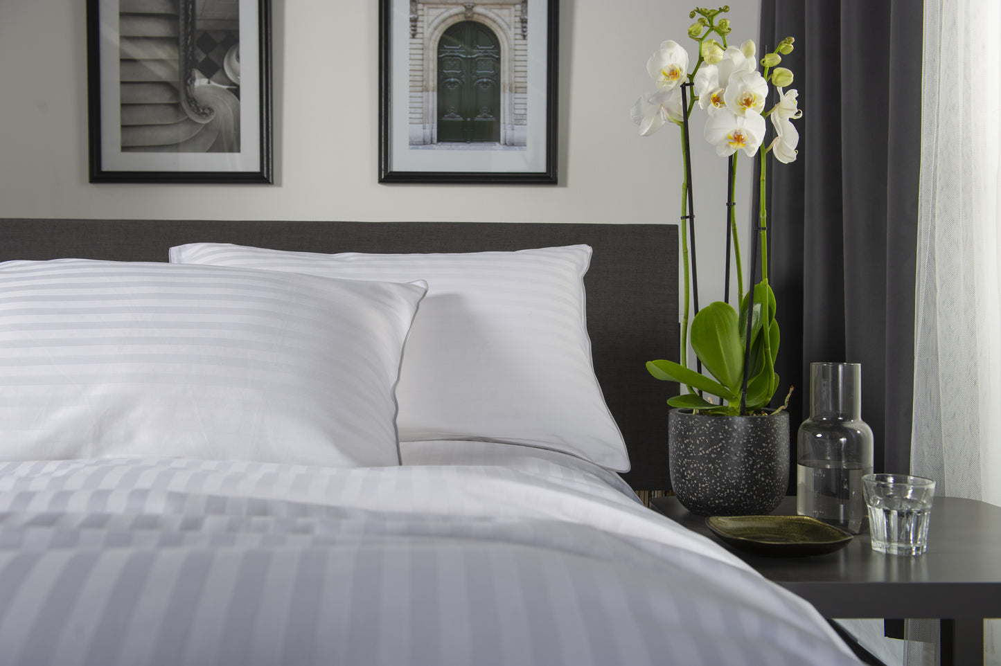 Cotton Stripe Design Duvet Set with Silver Trim
