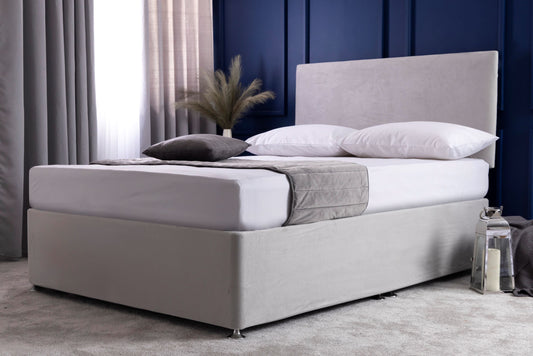 Faux Suede Divan Bed Base Wrap in Cloud Grey