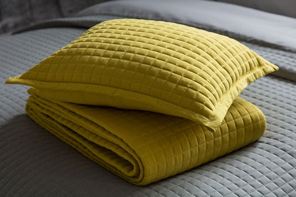 Lightly Quilted Bed Runner / Bedspread in Saffron Yellow