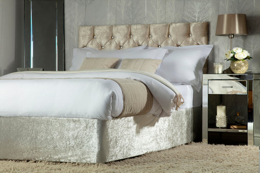 Crushed Velvet Divan Bed Base Wrap in Champagne