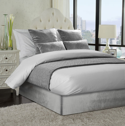 Smooth Velvet Divan Bed Base Wrap in Silver Grey