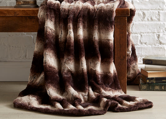 Faux Fur Throw Blanket in Brown