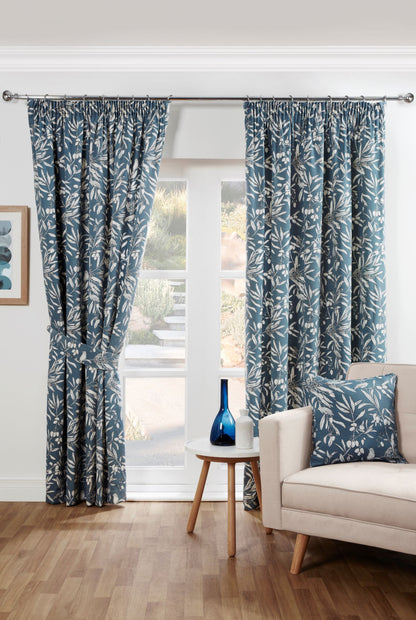 Aviary Design Pair Curtains in Bluebell