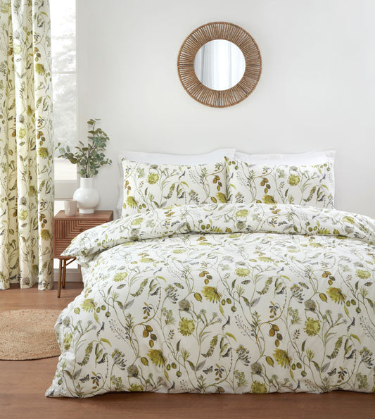 Grove Floral Design Bed Linen, Curtains in Fennel