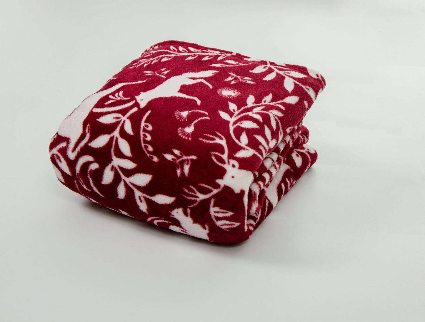 Woodland Animal Supersoft Throw in Berry