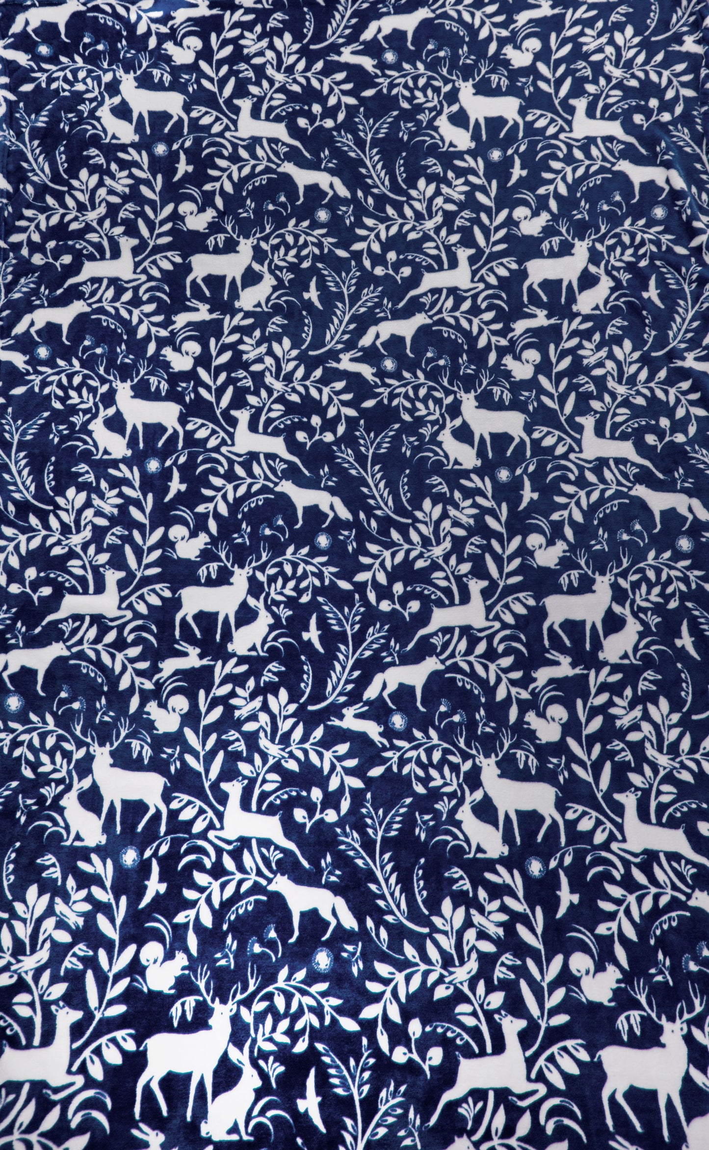 Woodland Animal Supersoft Throw in Navy Blue