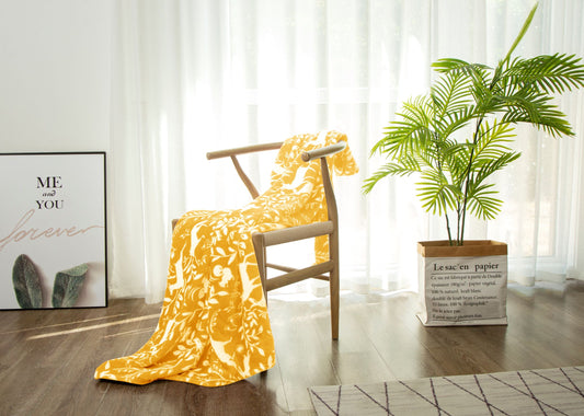 Woodland Animal Supersoft Throw in Yellow