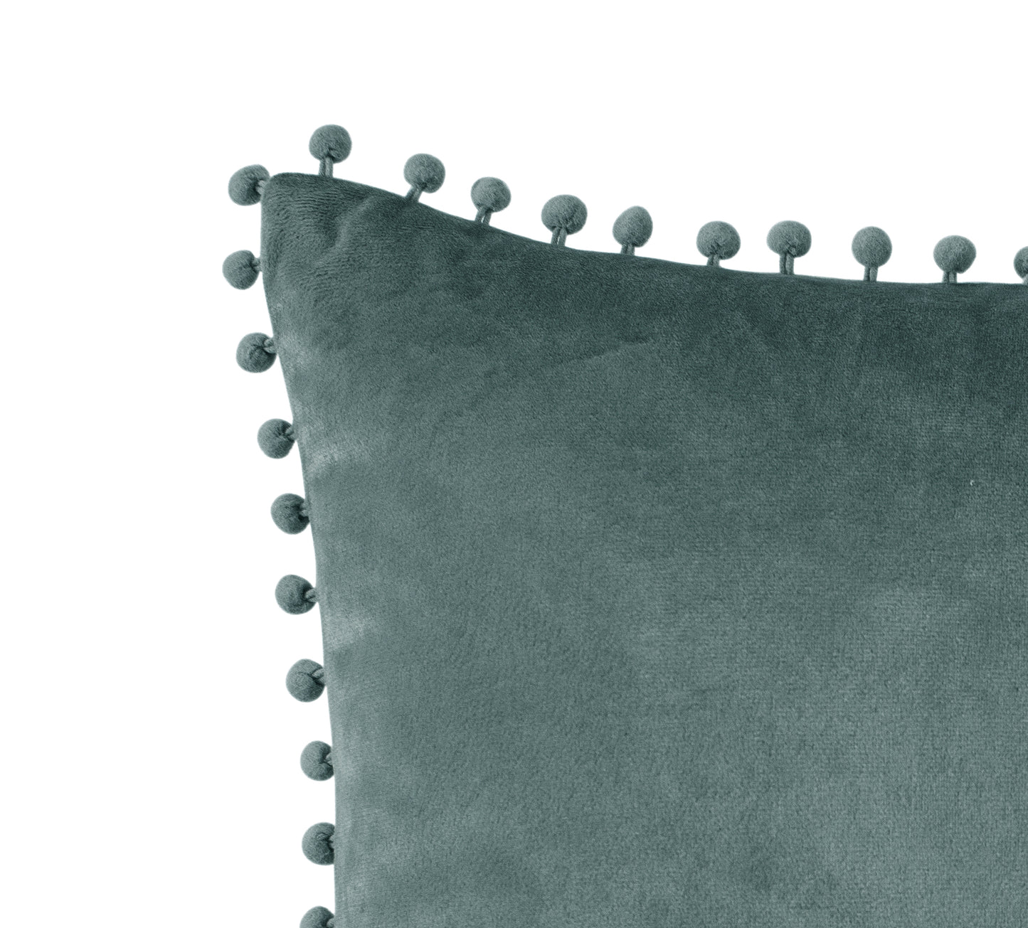 Soft Pom Pom French Velvet Cushion in Teal