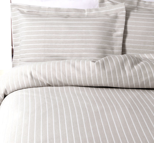 100% Cotton Stripe Design Duvet Cover in Grey & White